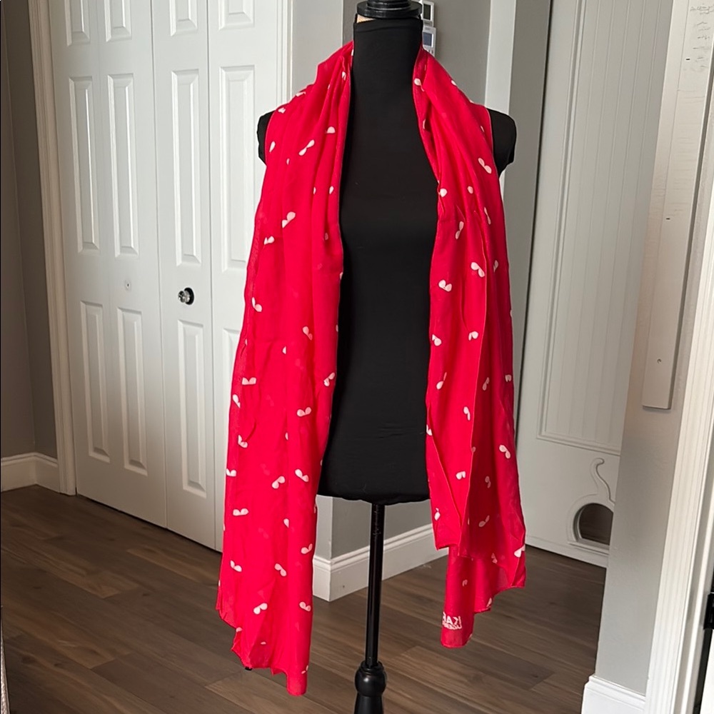 Karl Lagerfeld Red and White Scarf